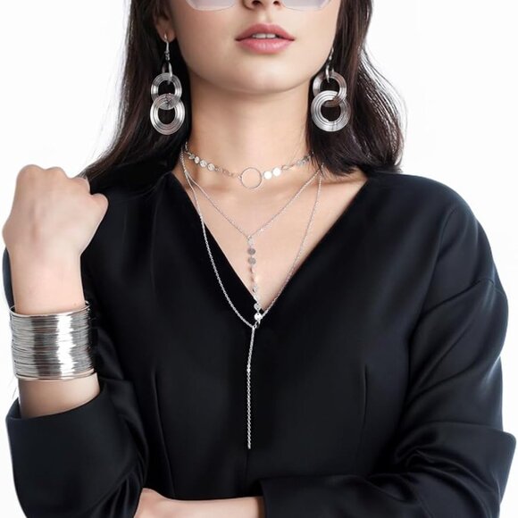 Chic 4-Piece 70s Disco Accessory Set: Bracelet, Sunglasses & Jewelry for Parties - Picture 6 of 6